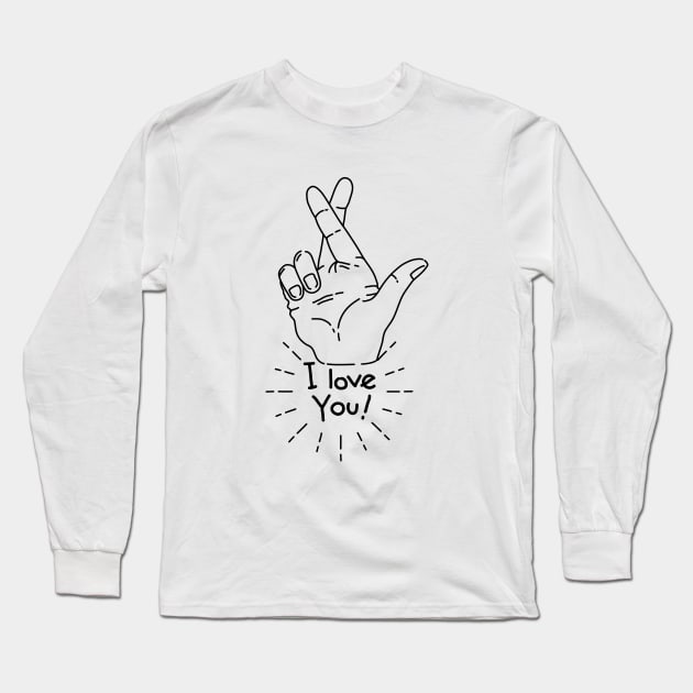 I love you - Cross fingers Long Sleeve T-Shirt by diardo